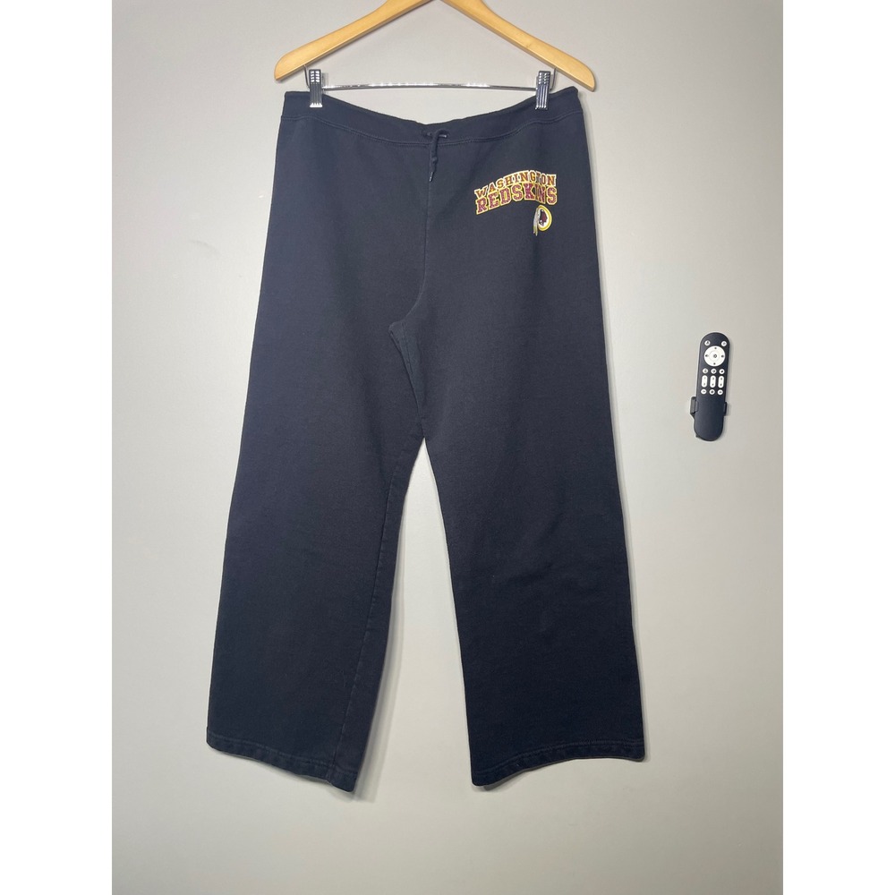 NFL Team Apparel Sweatpants Women Large Black Good Washington Redskins Wide Leg